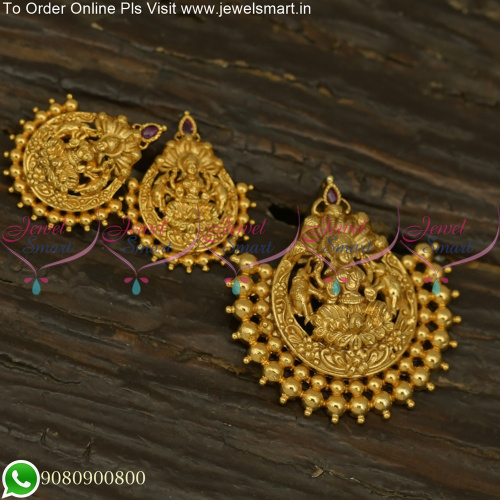 Simple Gajalakshmi One Gram Gold Pendant Set Traditional Jewellery PS25718