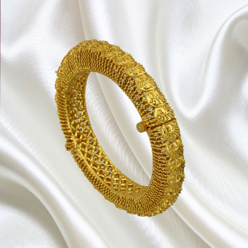 Gold Plated Spiral Side Broad Bangles Openable Kada Style Jewellery B10375N
