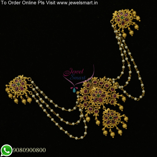 Jewellery For Bride 3 Layer Pearl Jada Billa For Hair Decoration H25758