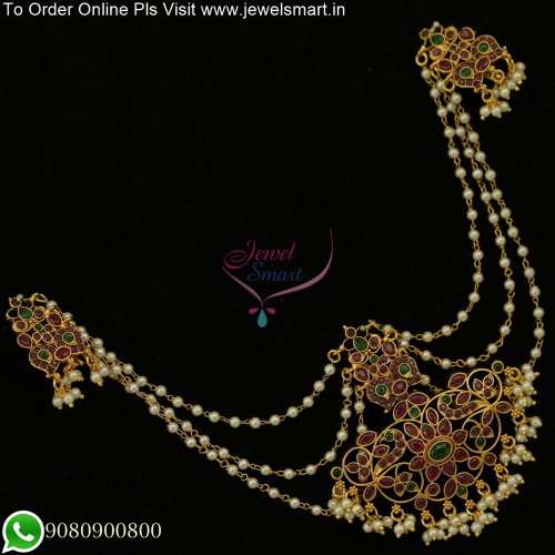 Jewellery For Bride 3 Layer Pearl Jada Billa For Hair Decoration H25759