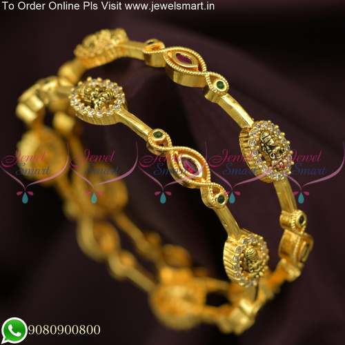 Shop Exquisite Antique Gold Temple Bangles - Embrace Indian Heritage and Tradition B25762