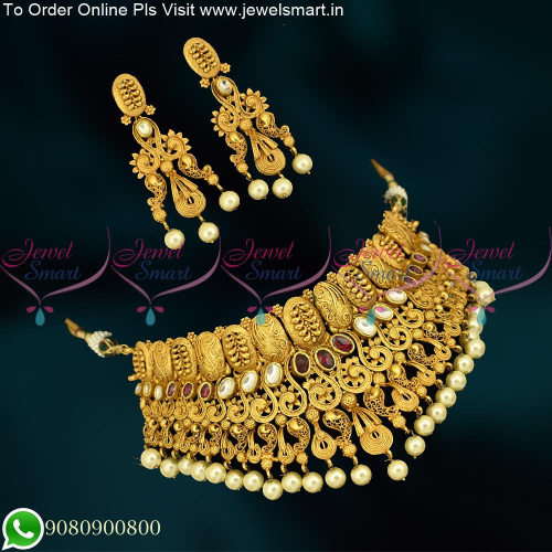 Antique One Gram Gold Jadau Kundan Rich Look Choker Set Online NL25367