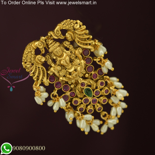 Shop Temple Jada Billalu Antique Gold Rakodi With Pearls Accessories for Hair Online H25777