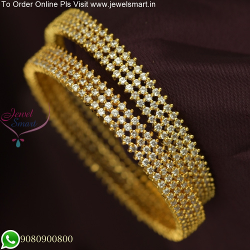 3 Line CZ Bangles with Dull Gold Plating - Timeless Elegance for Every Occasion B25782
