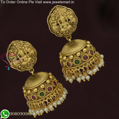 Captivating Antique Gold Temple Jhumka Earrings: Traditional Elegance with a Modern Twist J25804