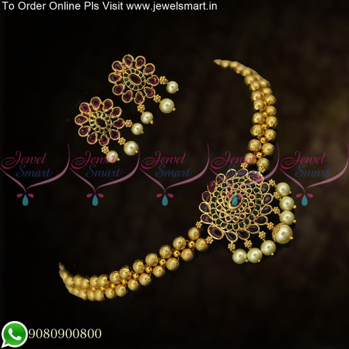 Simple 2 Line Golden Beads Choker Necklace Swanky Imitation Jewellery Kemp NL24856