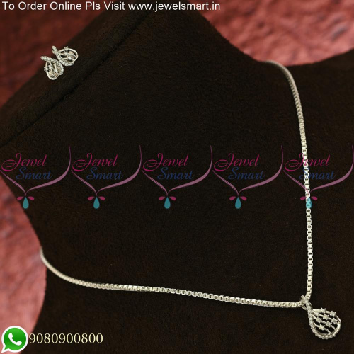 92.5 Pure Silver Chains With Pendant and Small Ear Studs PS25443