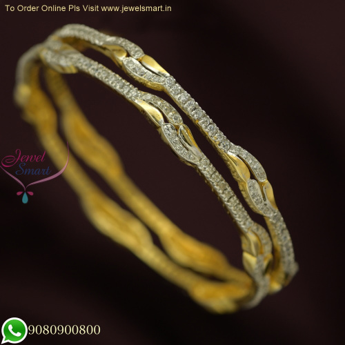 2.8 Size Thin CZ Bangles: Gold and Silver Two-Tone | Diamond Look | Shop Now at Jewelsmart.in B25853