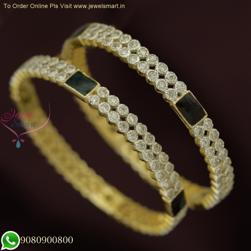 Vibrant Charm: Red and Green Enamel 2-Line CZ Bangles for a Stylish and Captivating Look B25859