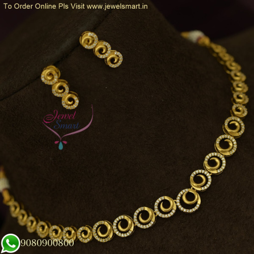 Affordable Trending Antique Gold Necklace Designs with CZ Stones NL26199