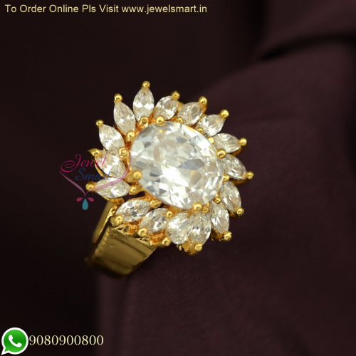 Timeless Radiance: Gold Plated Finger Ring with Diamond-Look Sparkling White CZ Stones F26230