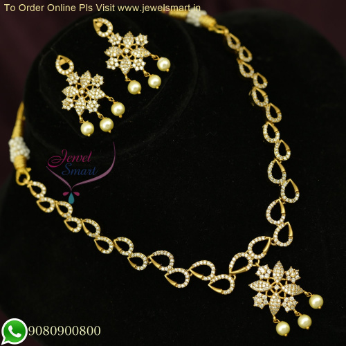 Simple Branded Gold Jewellery Inspired CZ Necklace Set Affordable Collections NL26398