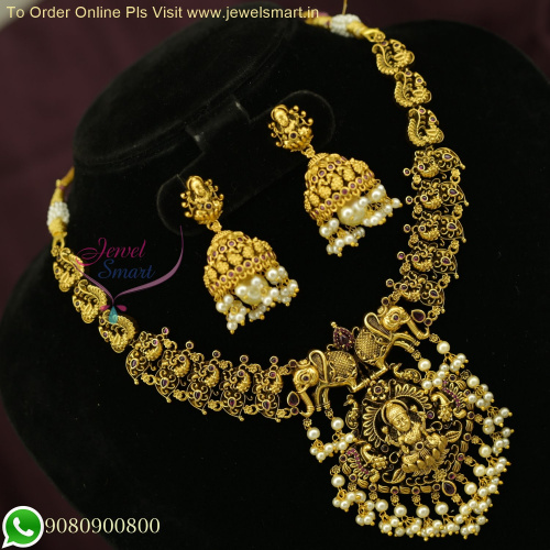 Bahubali Inspired Handmade Temple Nagas Bridal Jewelry Set in Antique Gold NL26390