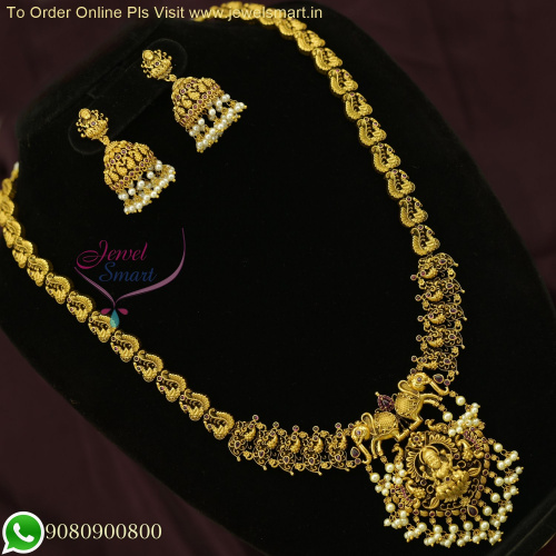 Bahubali Inspired Nagas Bridal Jewelry Set with Antique Gold-Inspired Long Necklace Designs NL26389