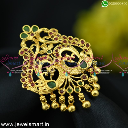Dual Use Jewellery Peacock Pendant Hair Jada Billa Choti Gold Plated P24994