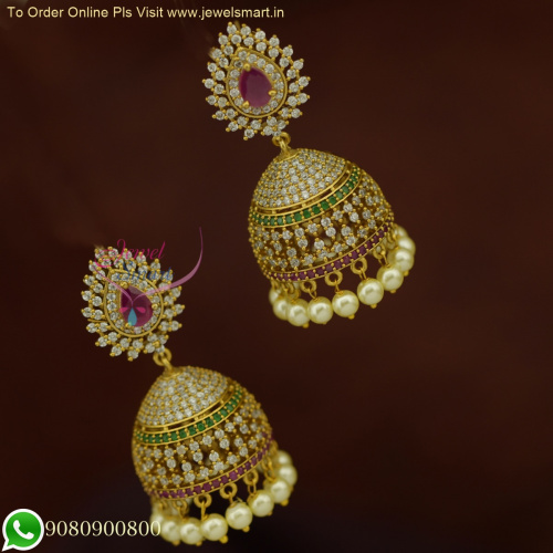 Elegant CZ Jhumka Earrings | Latest Artificial Jewellery Designs J25990