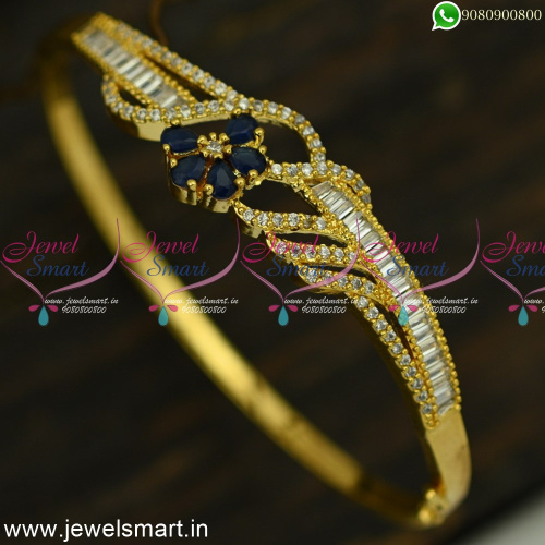 Elegant Floral Gold Bracelet Design Ideas CZ Stones Jewellery Online B24921