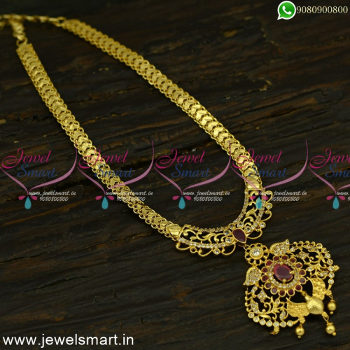 Elegant Gold Plated Chain Attigai Necklace South Indian Daily Wear NL25032