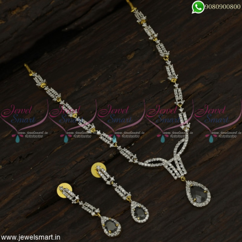 Elegant Light Weight CZ Fashion Jewellery Necklace Set Gold Silver Two Tone Colour  NL22828