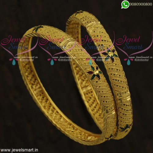Enamel Bangles In Gold Design Artificial Jewellery Collections Low Price Online B21819
