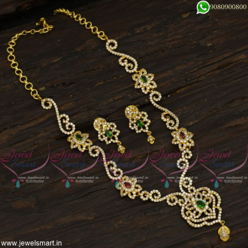 Exceptional CZ Necklace Set Motivation from Diamond Jewellery Catalogue Gold Plated NL22783