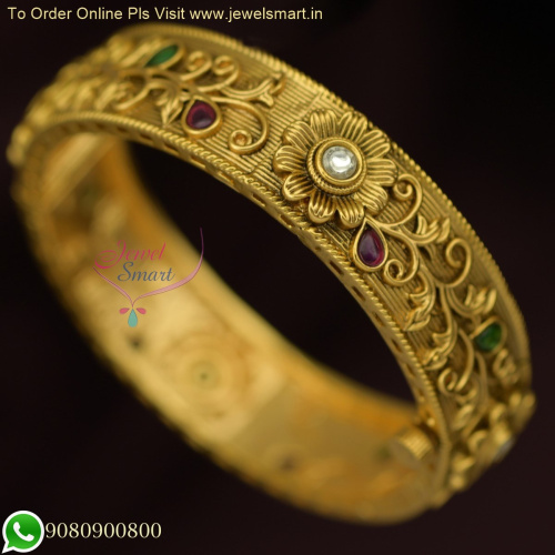 Exclusive Floral Design Kundan Bangles | Gold-Style Imitation Jewellery Online B26154