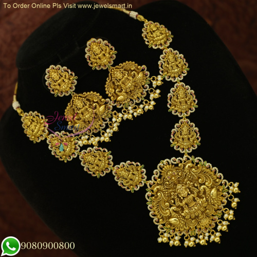 Exquisite Temple Bridal Necklace Set with Intricate Nagas Jewelry Designs NL26052