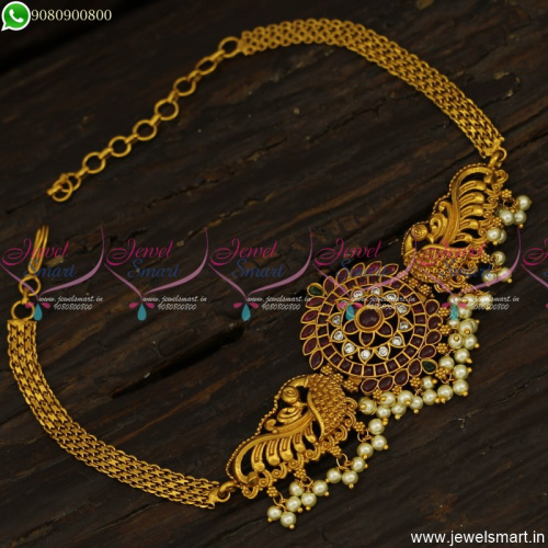 Exquisite Bridal Jewellery Chain Bajuband Vanki Gold Design Antique V23797