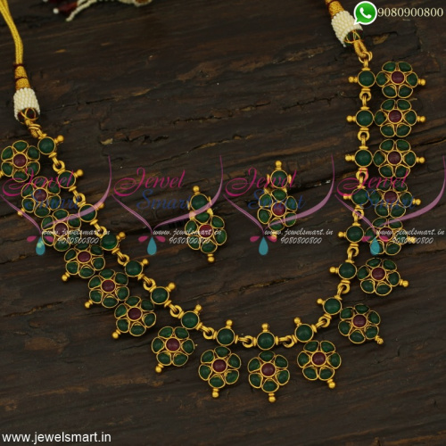 Excuisite Traditional Gold Necklace Designs Kemp Floral Getti Metal Jewellery NL22389