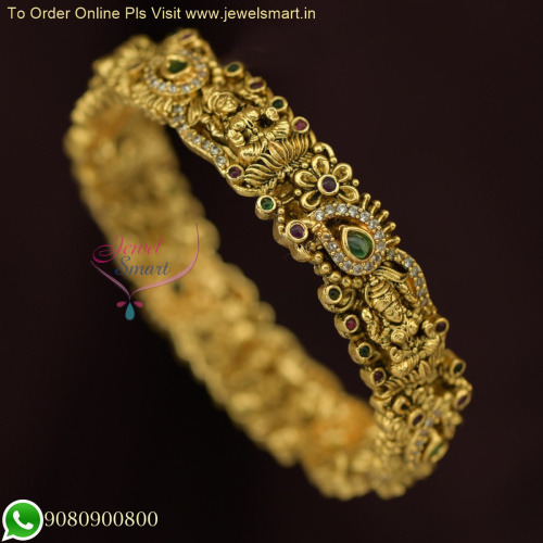 Exquisite Temple Kada Bangles in Antique Gold | Clip Open Lowest Price B26165