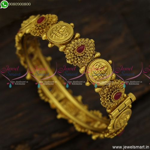 Exotic Gold Bangles Design Antique Temple Jewellery Kasu Valayal Online B23828