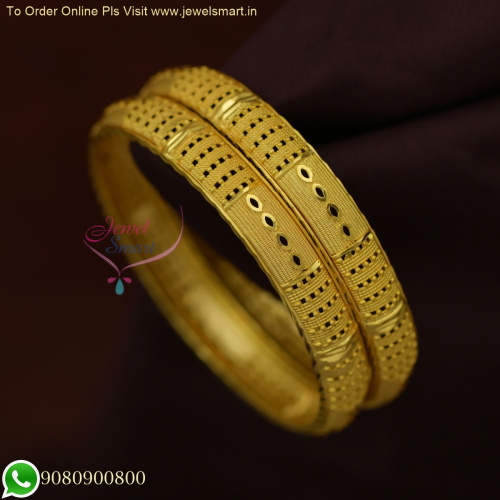 Captivating Eye-Cut Matte Gold Covering Bangles: Authentic South Indian Designs for Daily Wear 25994