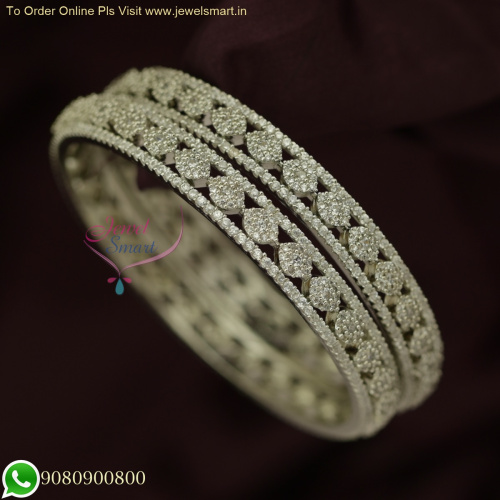 Eye-Cut Design with Outline CZ Bangles | Rhodium-Plated Jewellery B25871