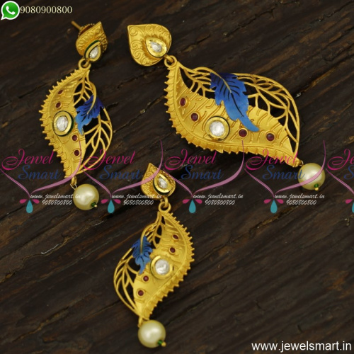Fabulous Designer Jewellery Unique Pendant Set Kundan Handpainting Online Shopping PS23916