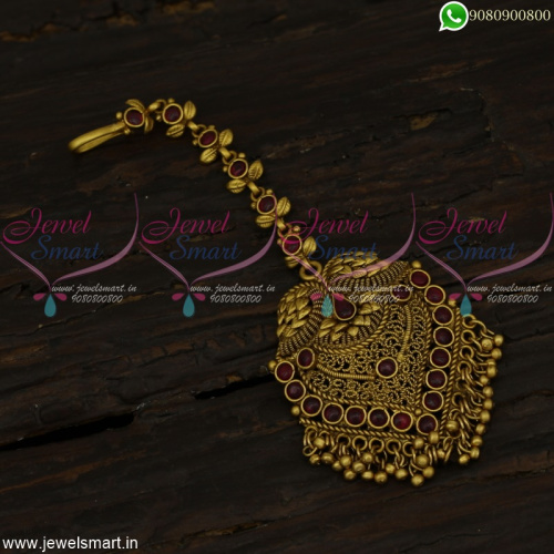 Fanciful Maang Tikka For Bride Antique Gold Plated Handcrafted Jewellery Online T22631