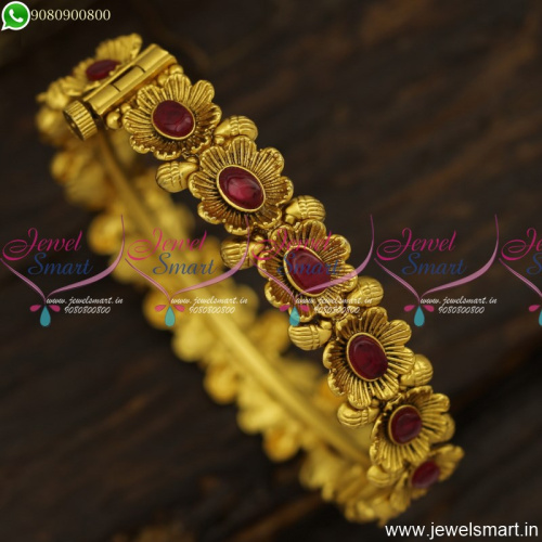 Fanciful Ruby Bracelet Style Designer Gold Bangles Antique Fashion Jewellery B23840