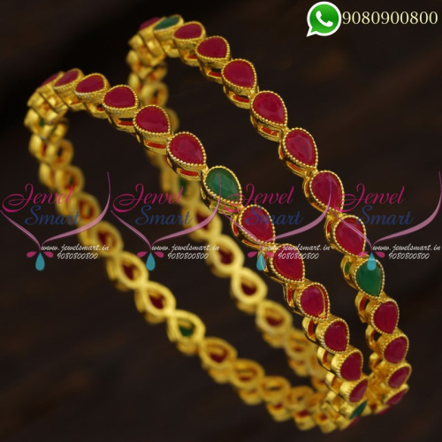 Gold Plated Fancy Bangles Online Shopping Indian Jewellery Ruby Emerald B21258