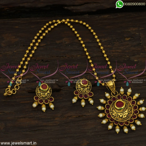 Fancy Dollar Chain for Women Kharbuja Beads with Kemp Stones and Pearls PS22935