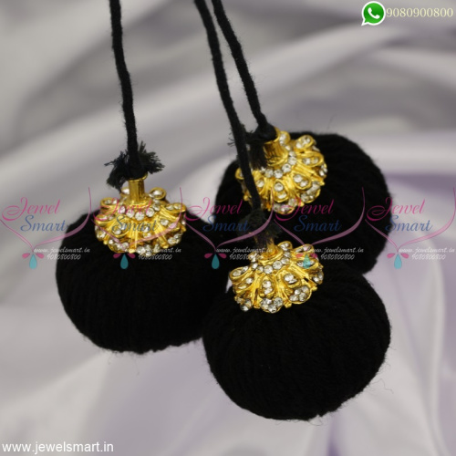 Black Thread Fancy Golden Kuppulu Traditional Accessories for Hair Round Jada Kunjalam 