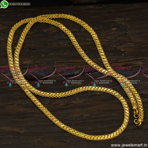 Fancy Model Flat Long Chain Designs 30 Inches Gold Plated Imitation Jewellery 