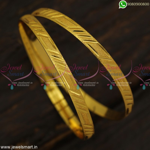 Fancy Patterns Indian Gold Plated Bangles For Daily Use South Indian Jewellery B23229
