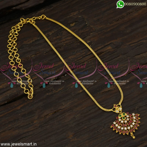 Fancy Stone Attigai South Indian Chain With Pendant Gold Plated Jewellery NL23125