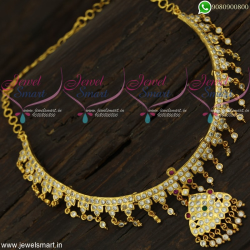 Fascinating Getti Metal Gold Necklace Design Fancy Attigai Stone Drops NL22214