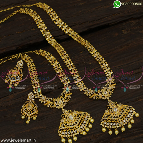 Fascinating Stone Gold Haram Designs With Necklace Combo Covering Set Online