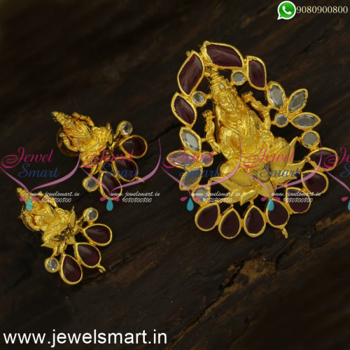 PS24389 Fascinating Temple Jewellery Designs Artificial Gold Dollar With Earrings for Women