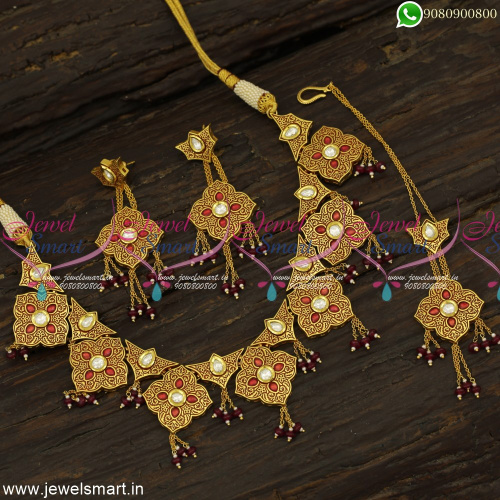 Fashionable Kundan Jewellery Set For Wedding Latest Gold Necklace Designs Online NL23883