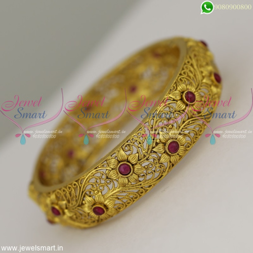 Floral Antique Designer Bangles Gold Inspired Artificial Jewellery Models Online