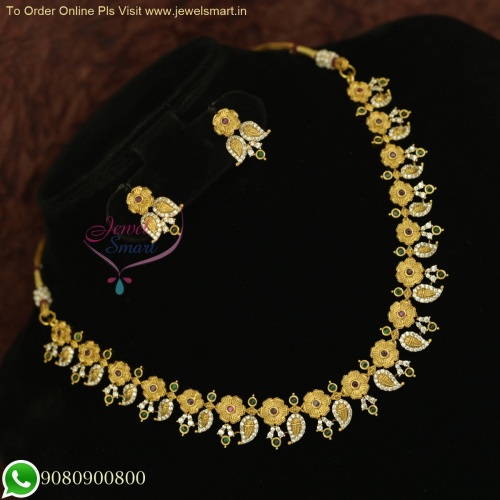 Floral Antique Gold Necklace Design - Exquisite Craftsmanship and Elegance NL25906