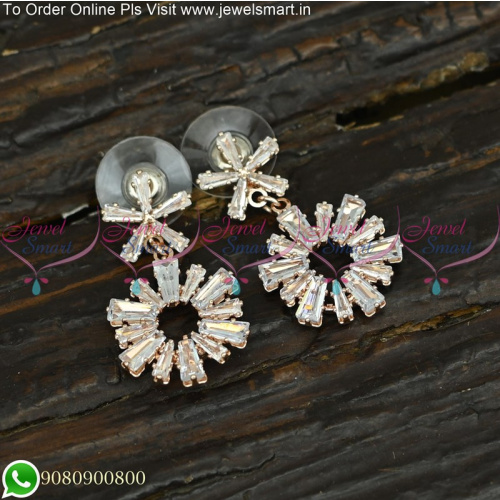 Floral Beautiful CZ Stone Earrings For Women Rose Gold and Silver ER25150