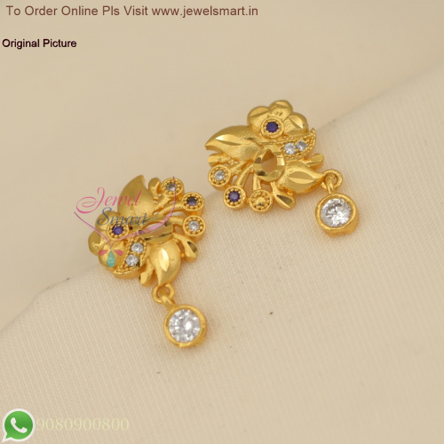 Floral Design Small Gold Forming Ear Studs - Lightweight, Real Look, Premium Quality ER27052